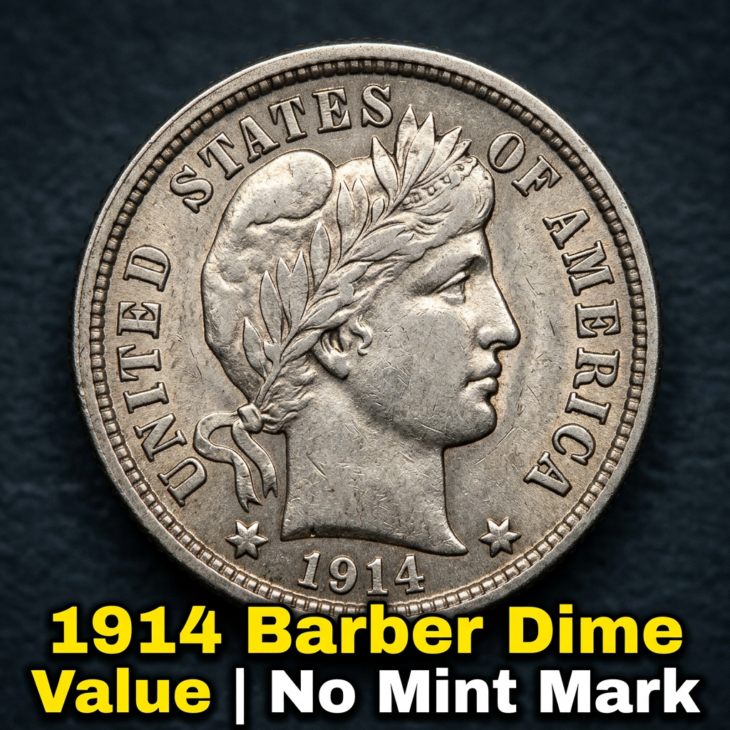 1914 Barber Dime Value With No Mint Mark What It's Really Worth Today